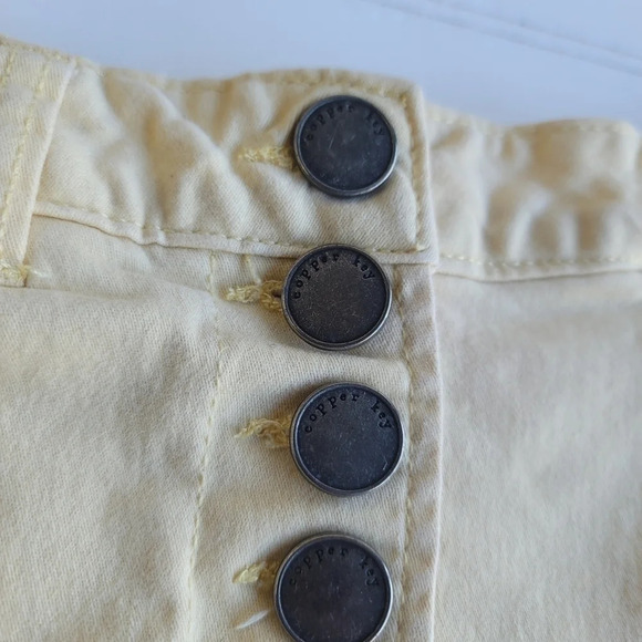 Copper Key Light Yellow Mini Skirt Super Stretchy Jeans Buttons Juniors sz 3 - Picture 4 of 10